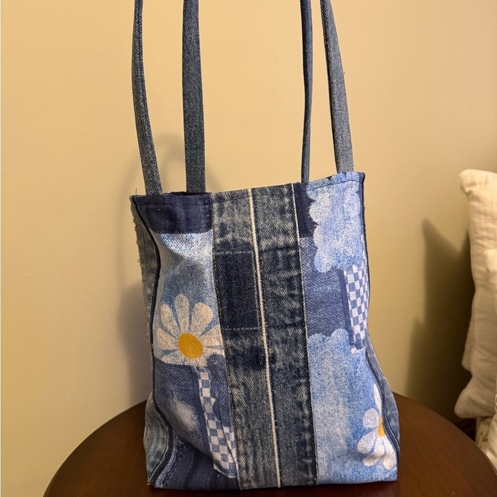 Floral Patchwork Denim Tote - Picture 3 of 5